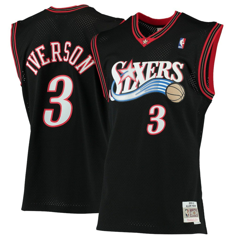 Allen Iverson Philadelphia 76ers 2000/01 Hardwood Classics Swingman Jersey Black - Mitchell & Ness