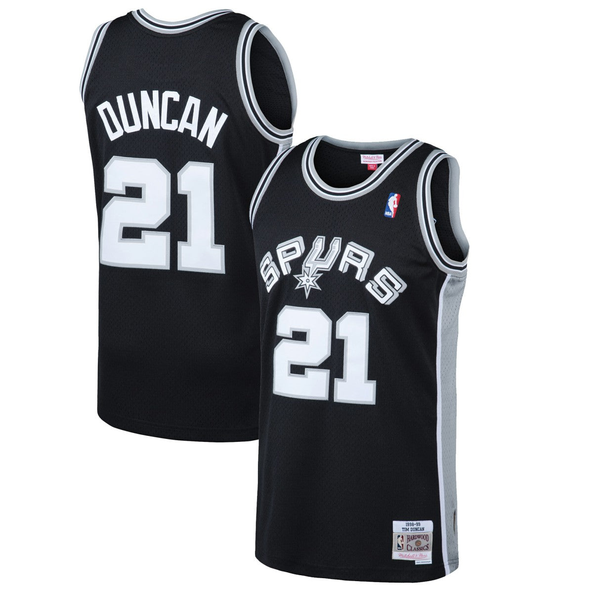 Tim Duncan San Antonio Spurs 1998/99 Hardwood Classics Swingman Jersey Black - Mitchell & Ness
