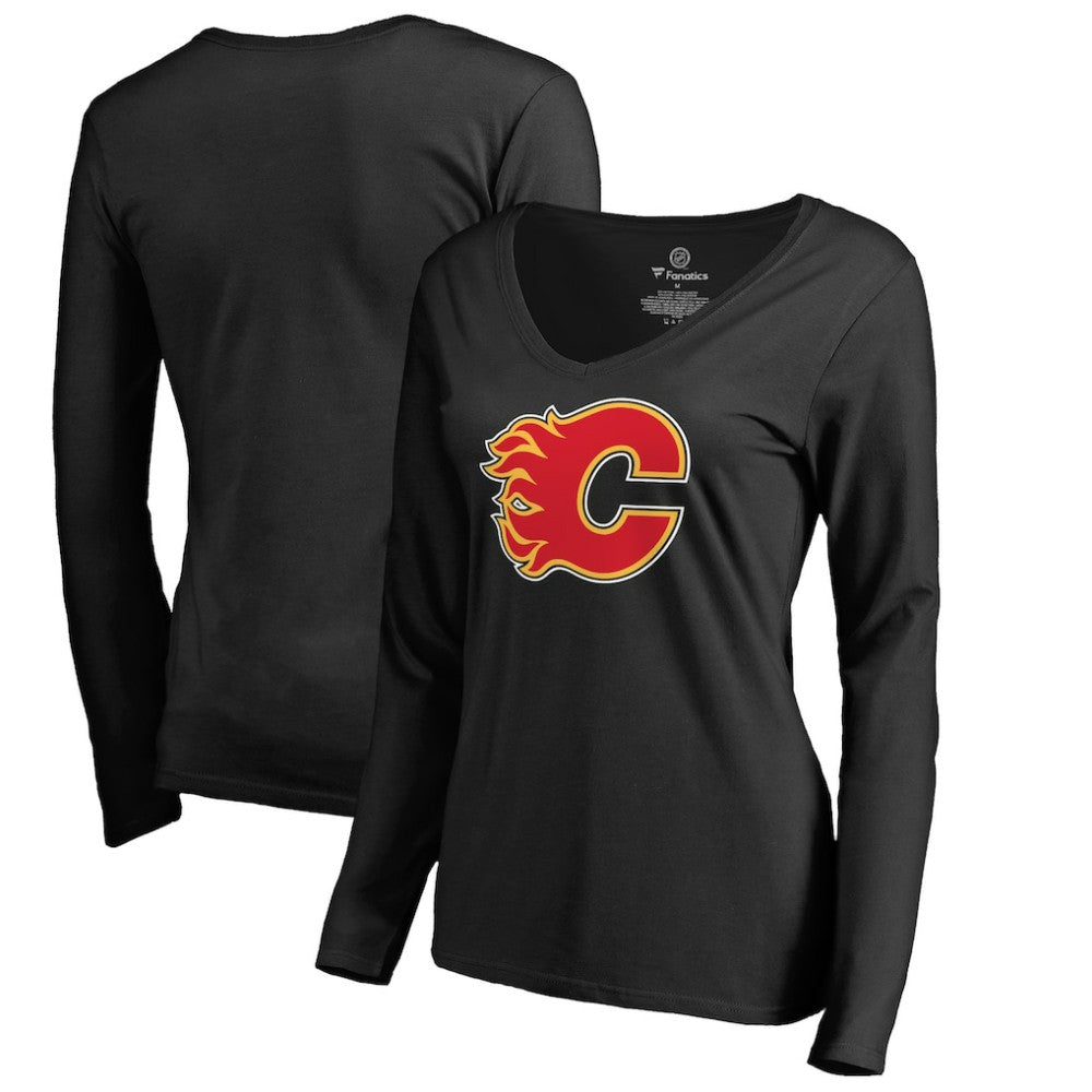 Calgary Flames Women's Primary Logo Long Sleeve T-Shirt - Black | US 2770421