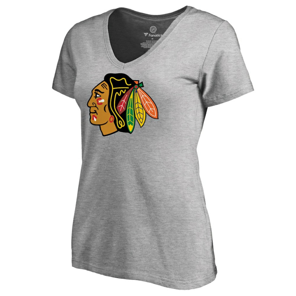 Chicago Blackhawks Women's Primary Logo T-Shirt - Ash | US 2770541