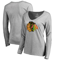 Chicago Blackhawks Women's Primary Logo Long Sleeve T-Shirt - Ash | US 2770544