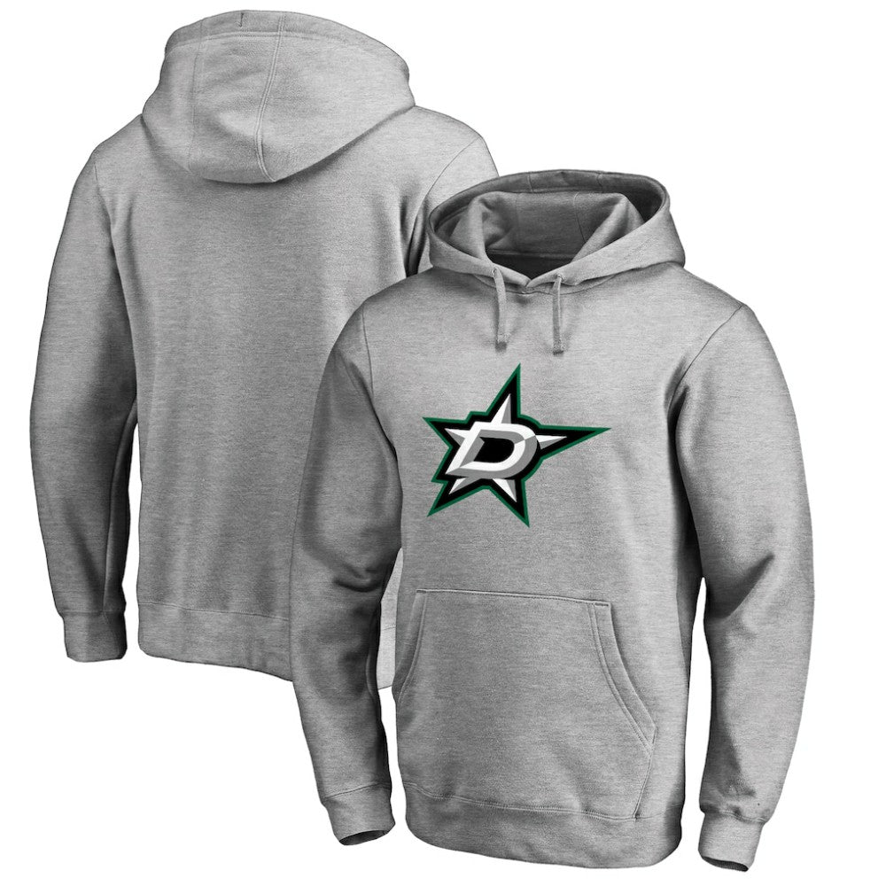 Dallas Stars Primary Team Logo Fleece Fitted Pullover Hoodie - Heather Gray | US 2770647