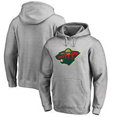 Minnesota Wild Primary Team Logo Fleece Fitted Pullover Hoodie - Heather Gray | US 2770649