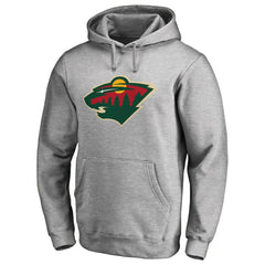 Minnesota Wild Primary Team Logo Fleece Fitted Pullover Hoodie - Heather Gray | US 2770649
