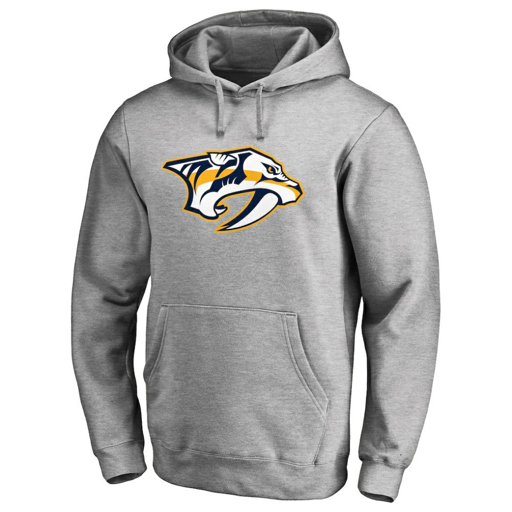 Nashville Predators Primary Team Logo Fleece Fitted Pullover Hoodie - Heather Gray | US 2770651