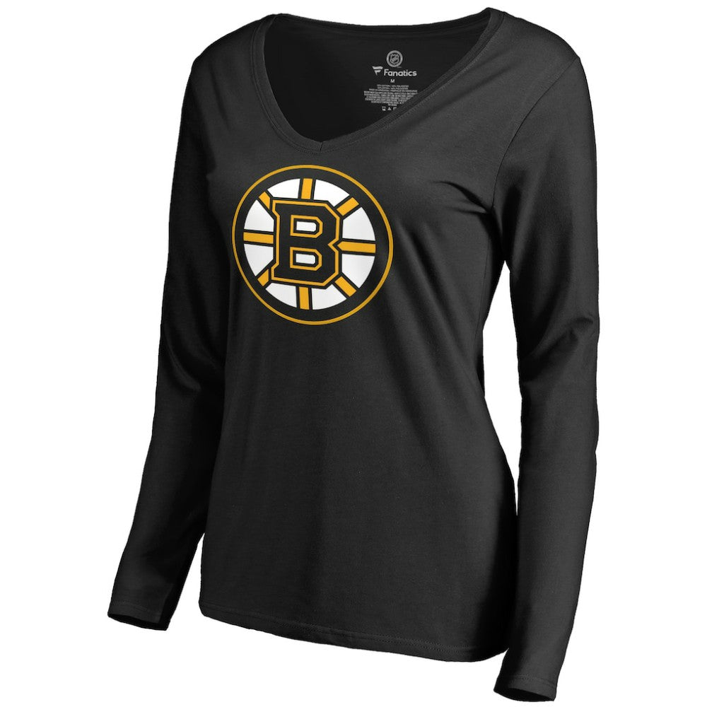 David Pastrnak Boston Bruins Women's Backer V-Neck Long Sleeve T-Shirt - Black | US 2775493