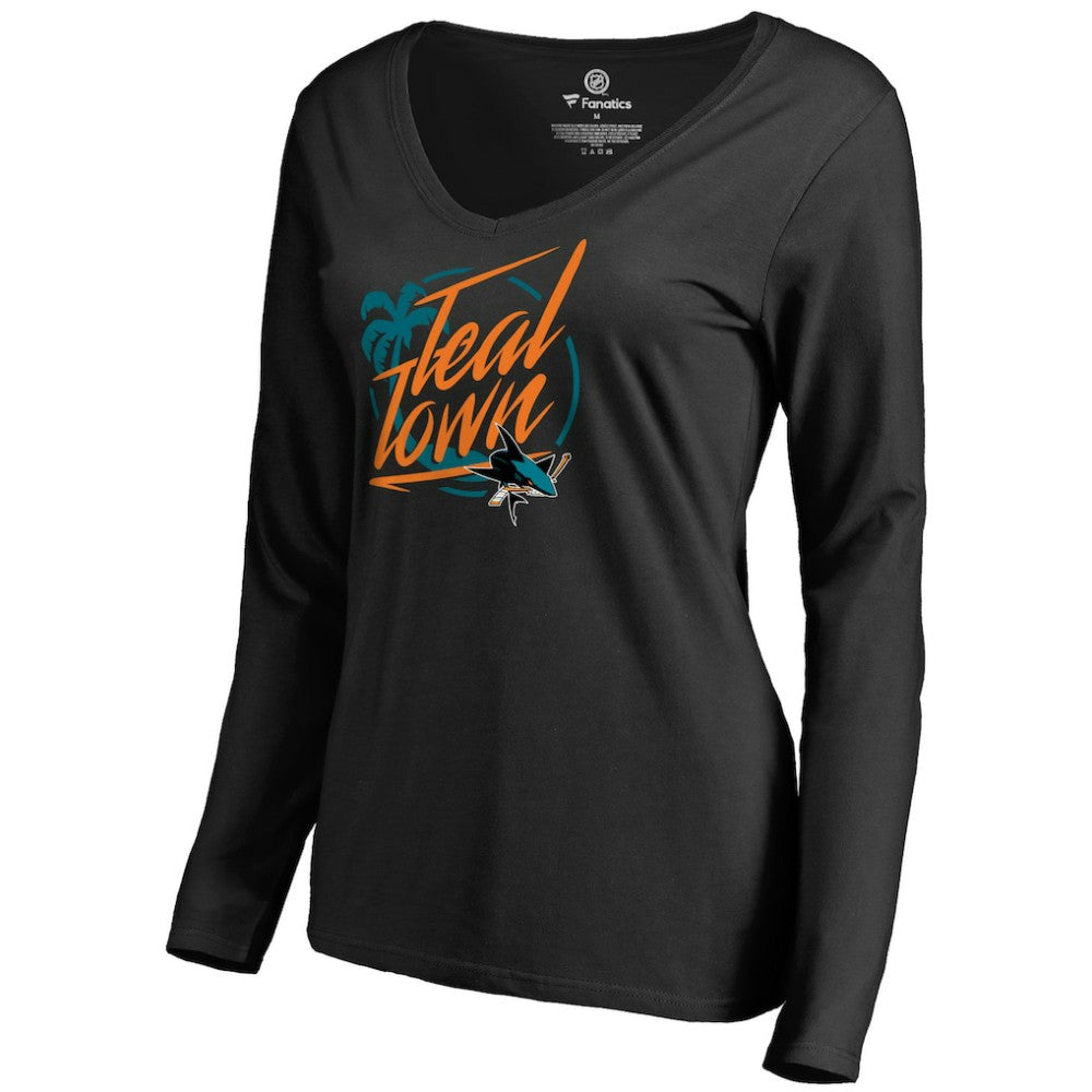 San Jose Sharks Women's Hometown Collection City of Teal Long Sleeve T-Shirt - Black | US 2780759