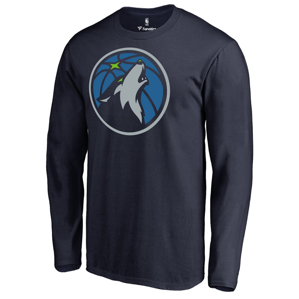 Minnesota Timberwolves Primary Logo 2 Long Sleeve T-Shirt Navy