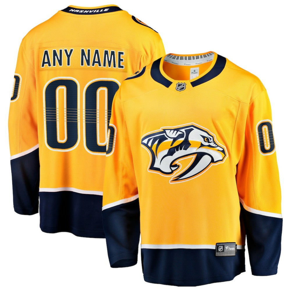 Nashville Predators Fanatics Home Breakaway Custom Jersey - Gold | US 2791503