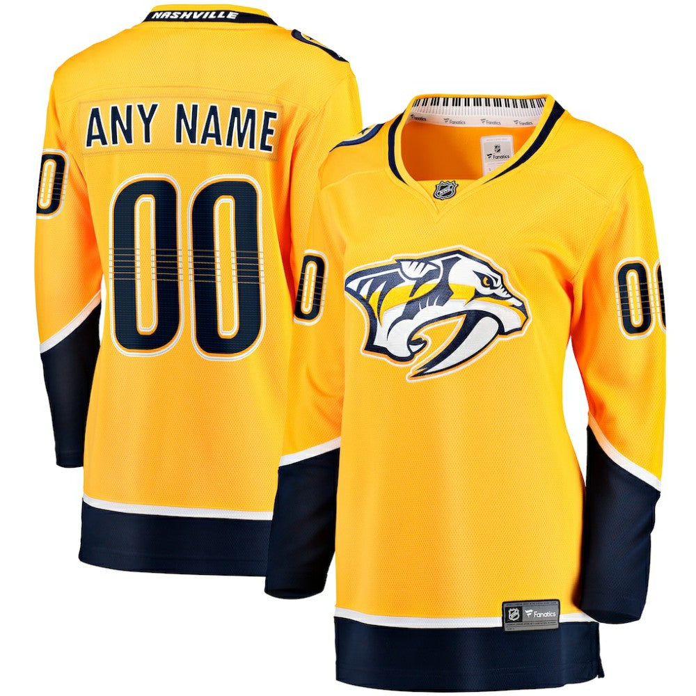 Nashville Predators Fanatics Women's Home Breakaway Custom Jersey - Yellow | US 2793378