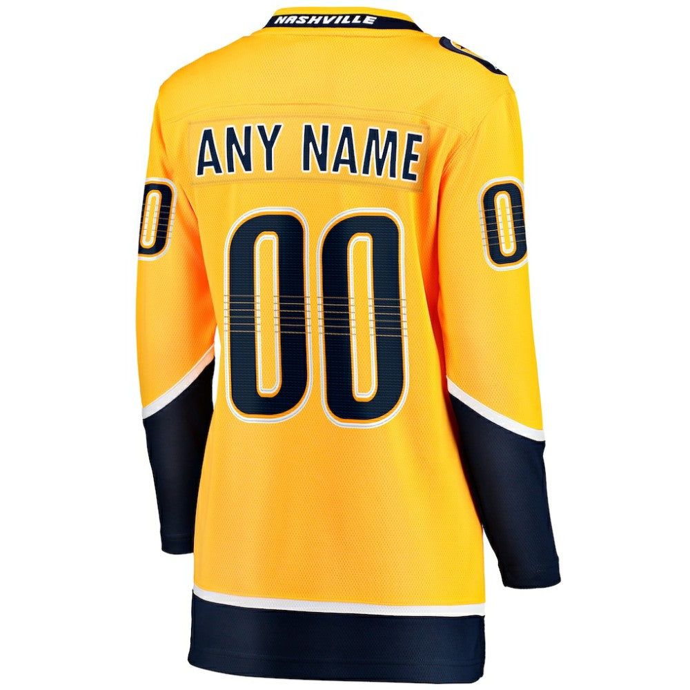 Nashville Predators Fanatics Women's Home Breakaway Custom Jersey - Yellow | US 2793378