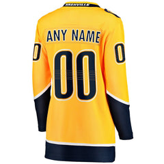 Nashville Predators Fanatics Women's Home Breakaway Custom Jersey - Yellow | US 2793378