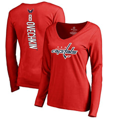 Alexander Ovechkin Washington Capitals Women's Backer V-Neck Long Sleeve T-Shirt - Red | US 2793469