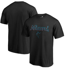 Miami Marlins Team Lockup T-Shirt - Black T-shirts
