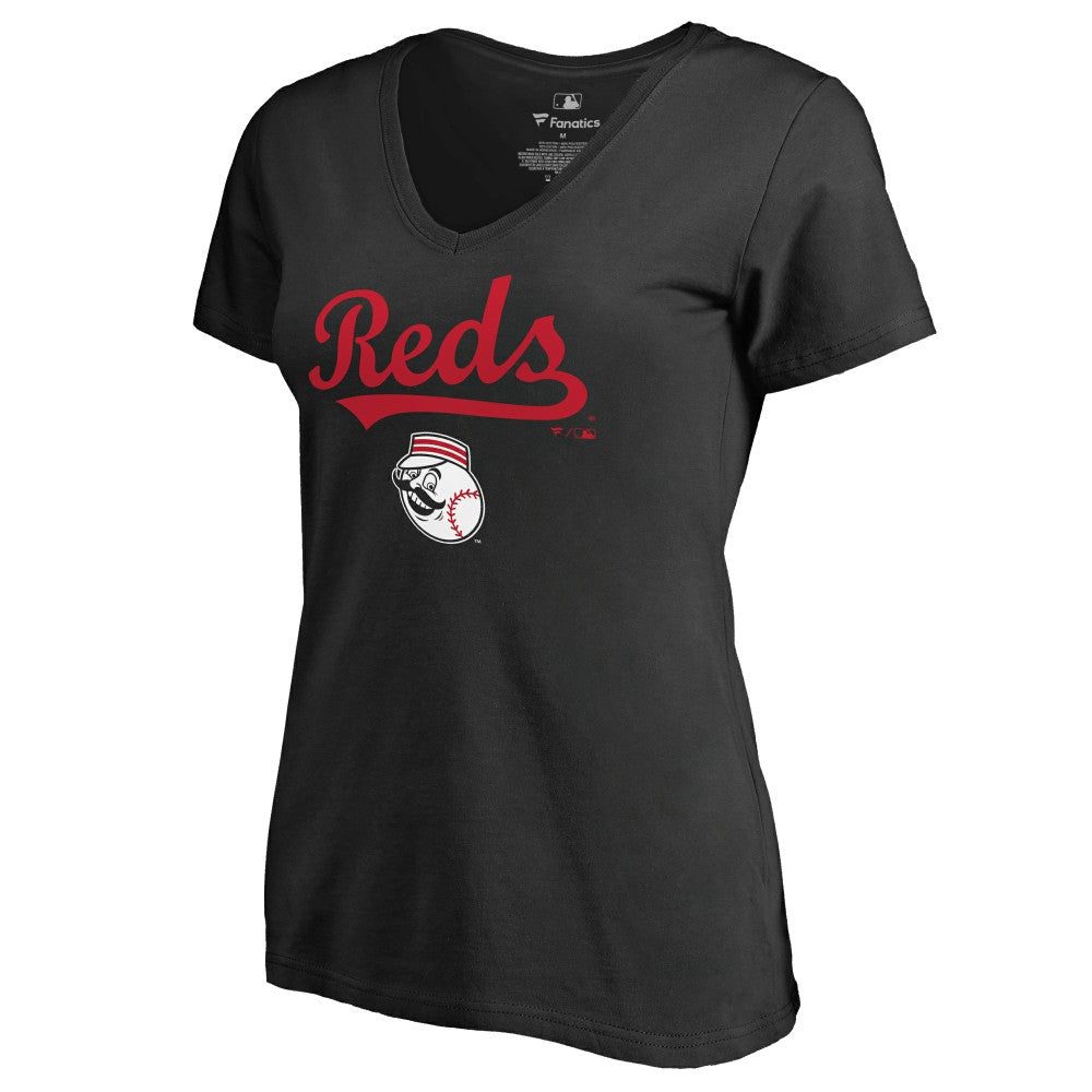 Cincinnati Reds Women's Team Lockup T-Shirt - Black T-shirts