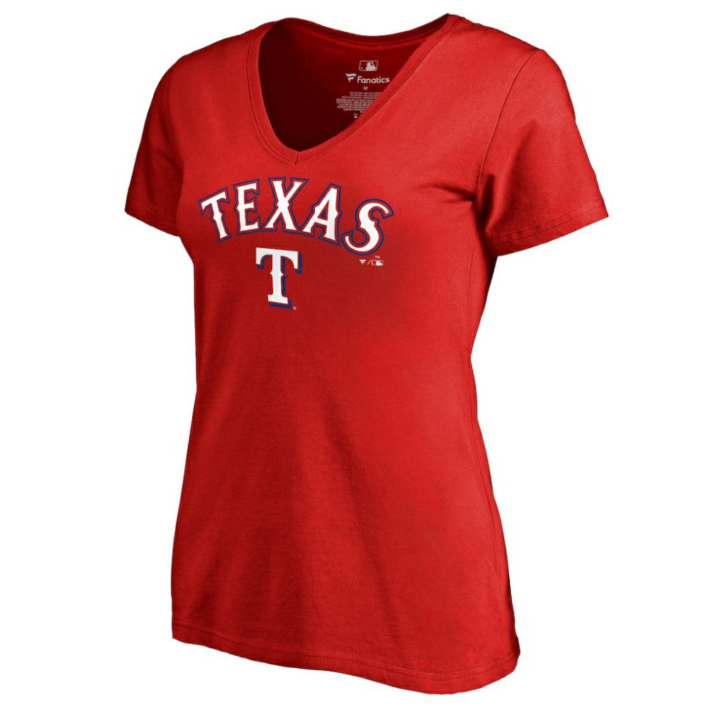 Texas Rangers Women's Team Lockup T-Shirt - Red T-shirts