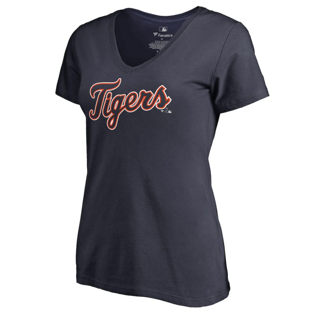 Detroit Tigers Women's Team Wordmark T-Shirt - Navy T-shirts