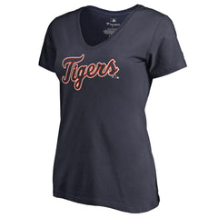 Detroit Tigers Women's Team Wordmark T-Shirt - Navy T-shirts