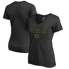 Cincinnati Reds Women's Camo T-Shirt - Black T-shirts