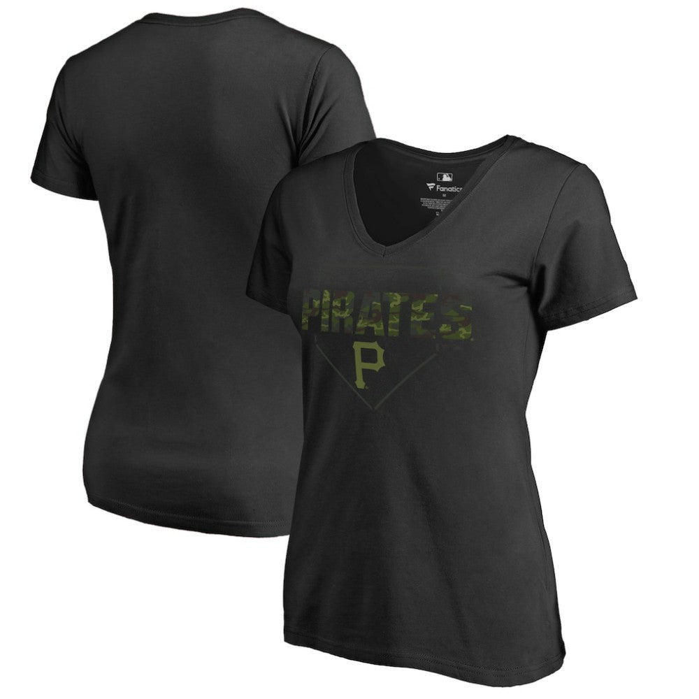 Pittsburgh Pirates Women's Camo T-Shirt - Black T-shirts