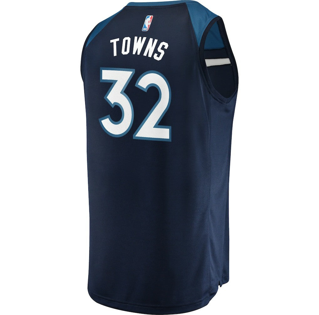 Karl-Anthony Towns Minnesota Timberwolves Fast Break Replica Jersey Navy Icon Edition - Fanatics