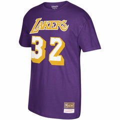 Magic Johnson Los Angeles Lakers Hardwood Classics Name & Number T-Shirt Purple - Mitchell & Ness