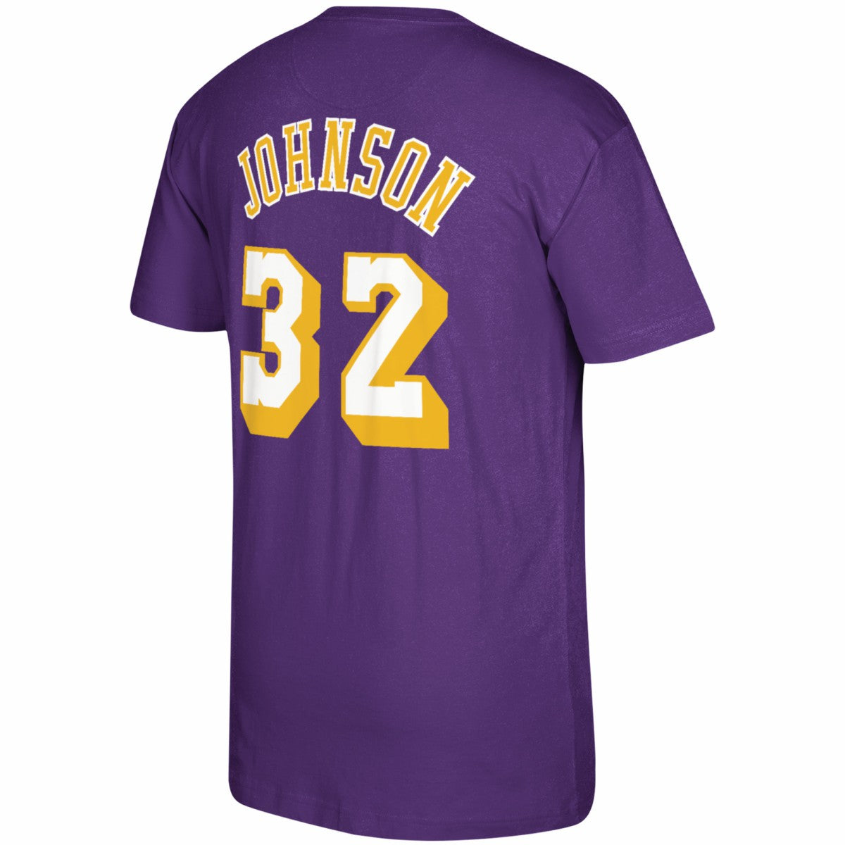 Magic Johnson Los Angeles Lakers Hardwood Classics Name & Number T-Shirt Purple - Mitchell & Ness