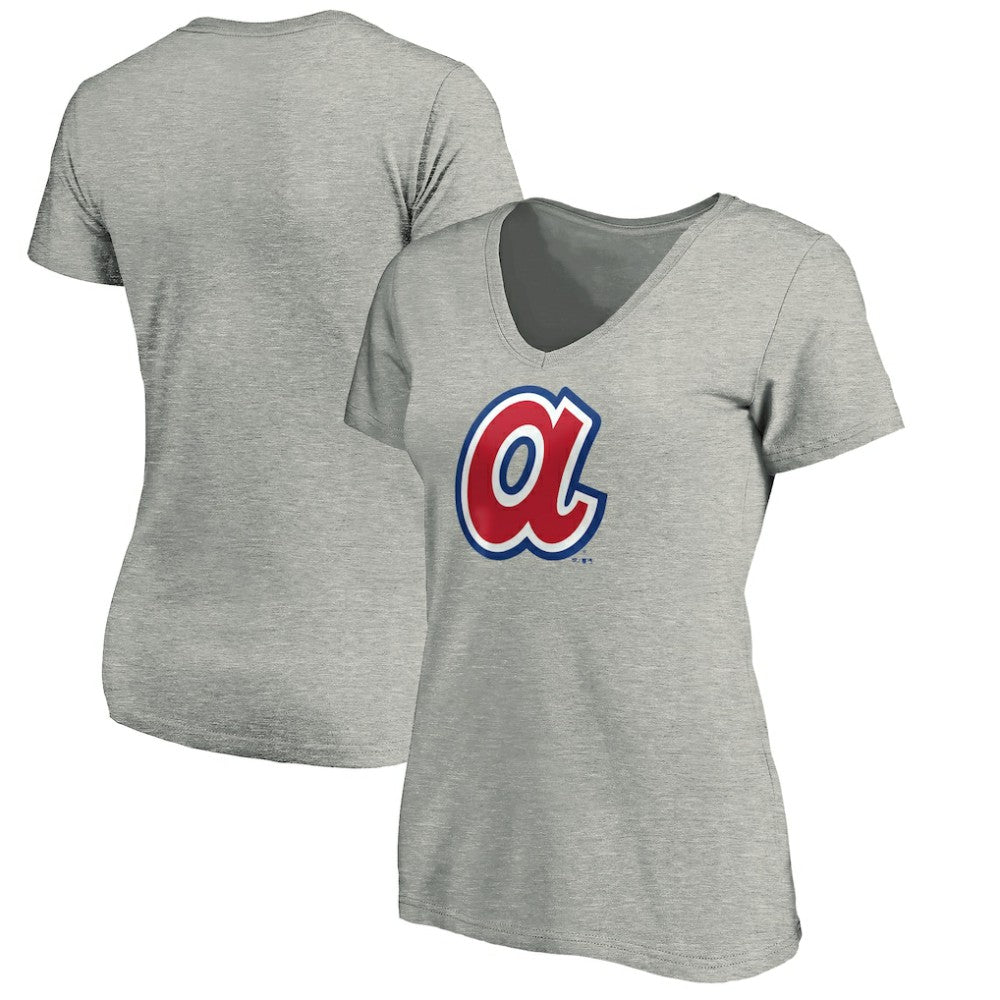 Atlanta Braves Women's Forbes V-Neck T-Shirt - Ash T-shirts