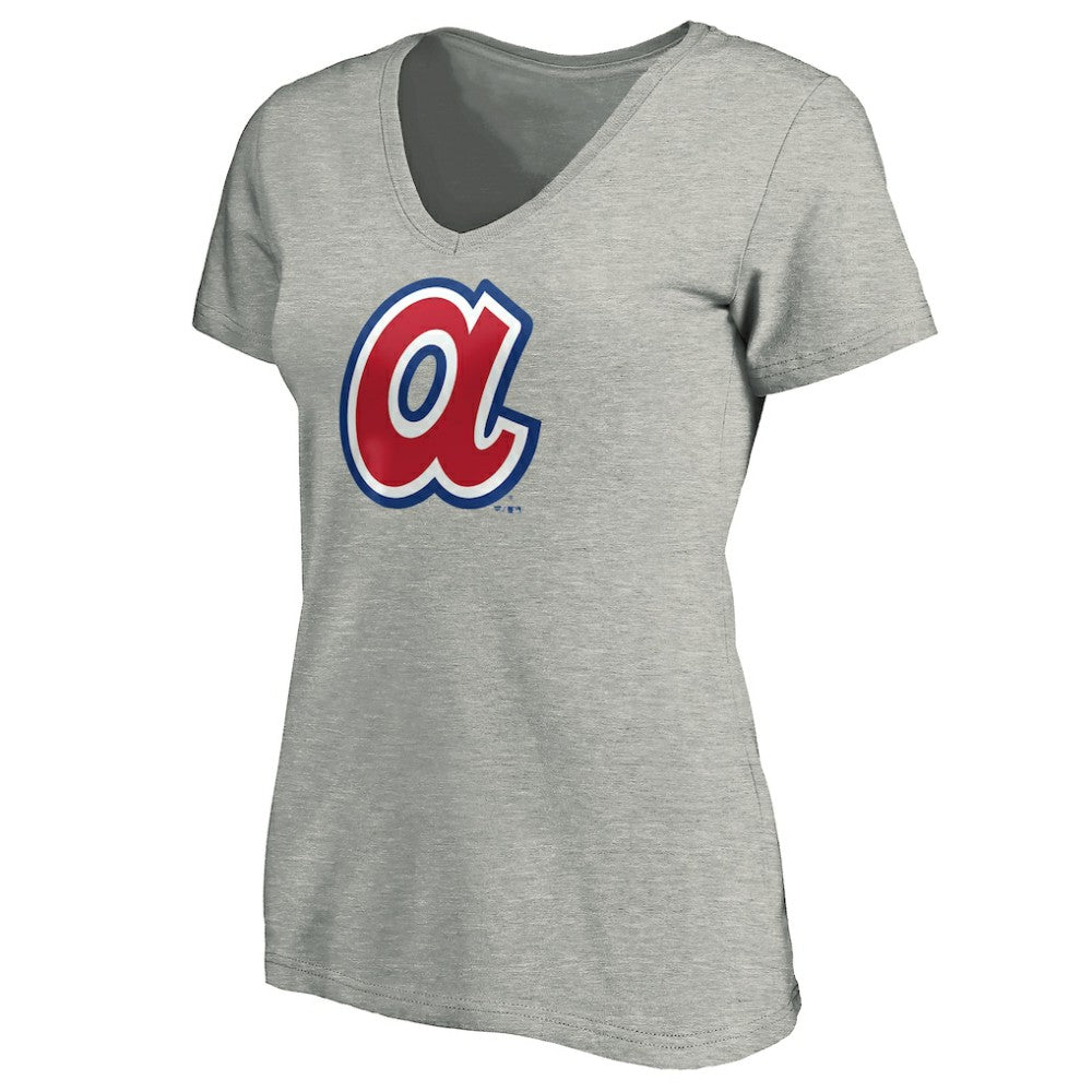 Atlanta Braves Women's Forbes V-Neck T-Shirt - Ash T-shirts