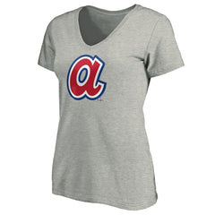 Atlanta Braves Women's Forbes V-Neck T-Shirt - Ash T-shirts