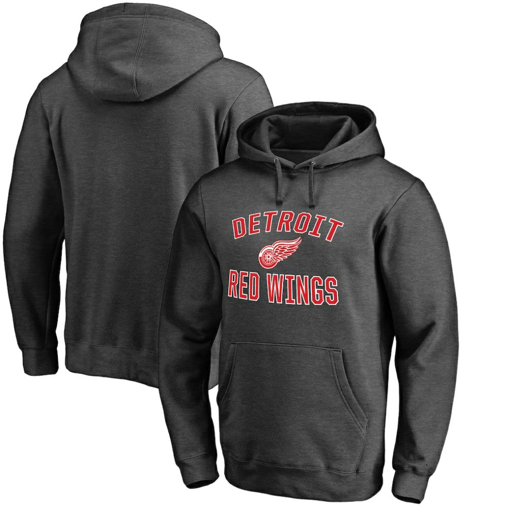 Detroit Red Wings Victory Arch Team Fitted Pullover Hoodie - Heather Charcoal | US 2829783