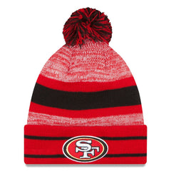 San Francisco 49ers New Era Team Logo Cuffed Knit Hat with Pom - Scarlet Hats
