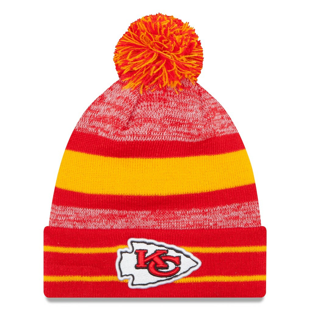 Kansas City Chiefs New Era Team Logo Cuffed Knit Hat with Pom - Red Hats