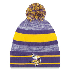 Minnesota Vikings New Era Team Logo Cuffed Knit Hat with Pom - Purple Hats