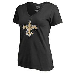 New Orleans Saints Women's Primary Team Logo V-Neck T-Shirt - Black T-shirts