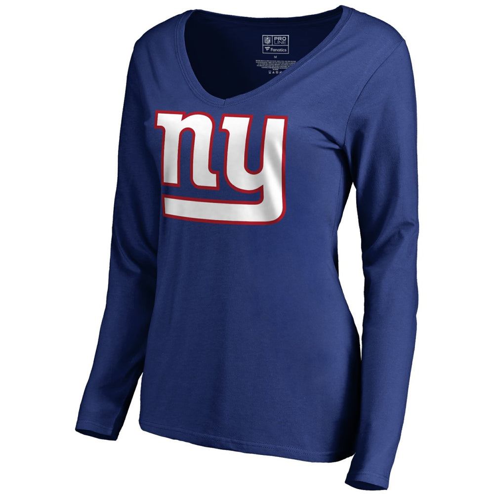 New York Giants Women's Primary Logo V-Neck Long-Sleeve T-Shirt - Royal T-shirts