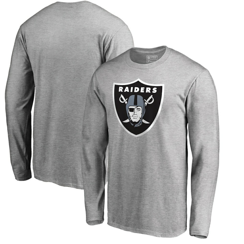Las Vegas Raiders Primary Logo Long-Sleeve T-Shirt - Heathered Gray T-shirts