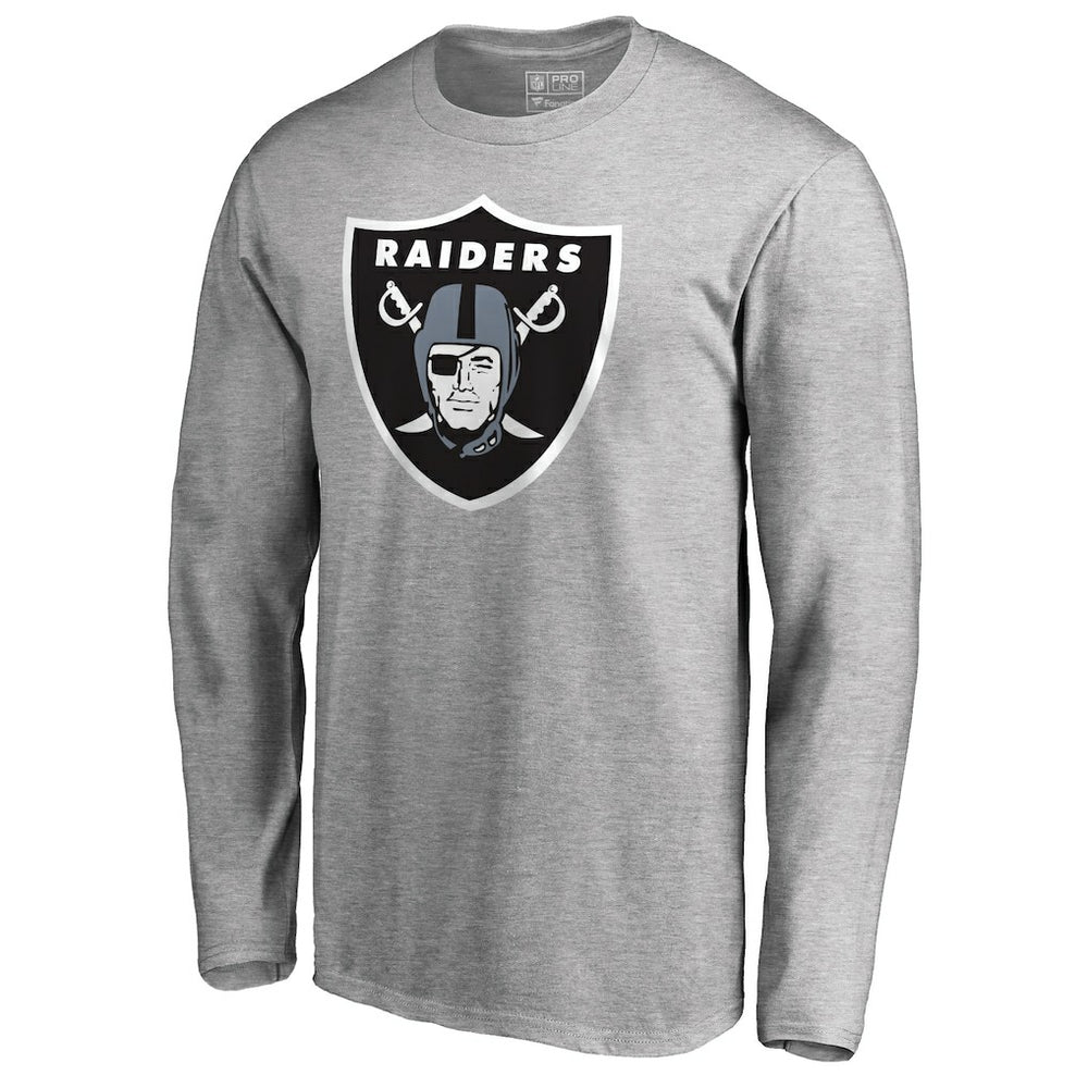 Las Vegas Raiders Primary Logo Long-Sleeve T-Shirt - Heathered Gray T-shirts
