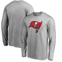 Tampa Bay Buccaneers Primary Logo Long-Sleeve T-Shirt - Heathered Gray T-shirts