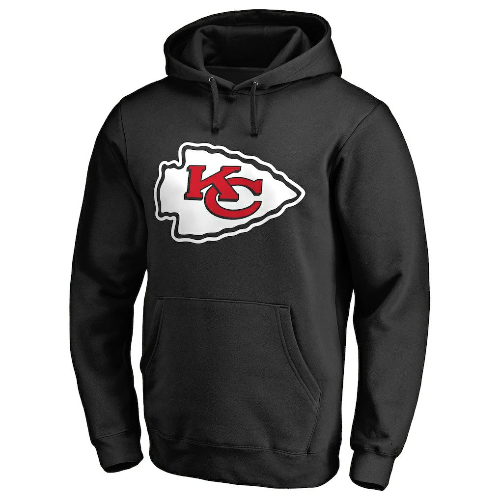 Kansas City Chiefs Primary Logo II Pullover Hoodie - Black Hoodies