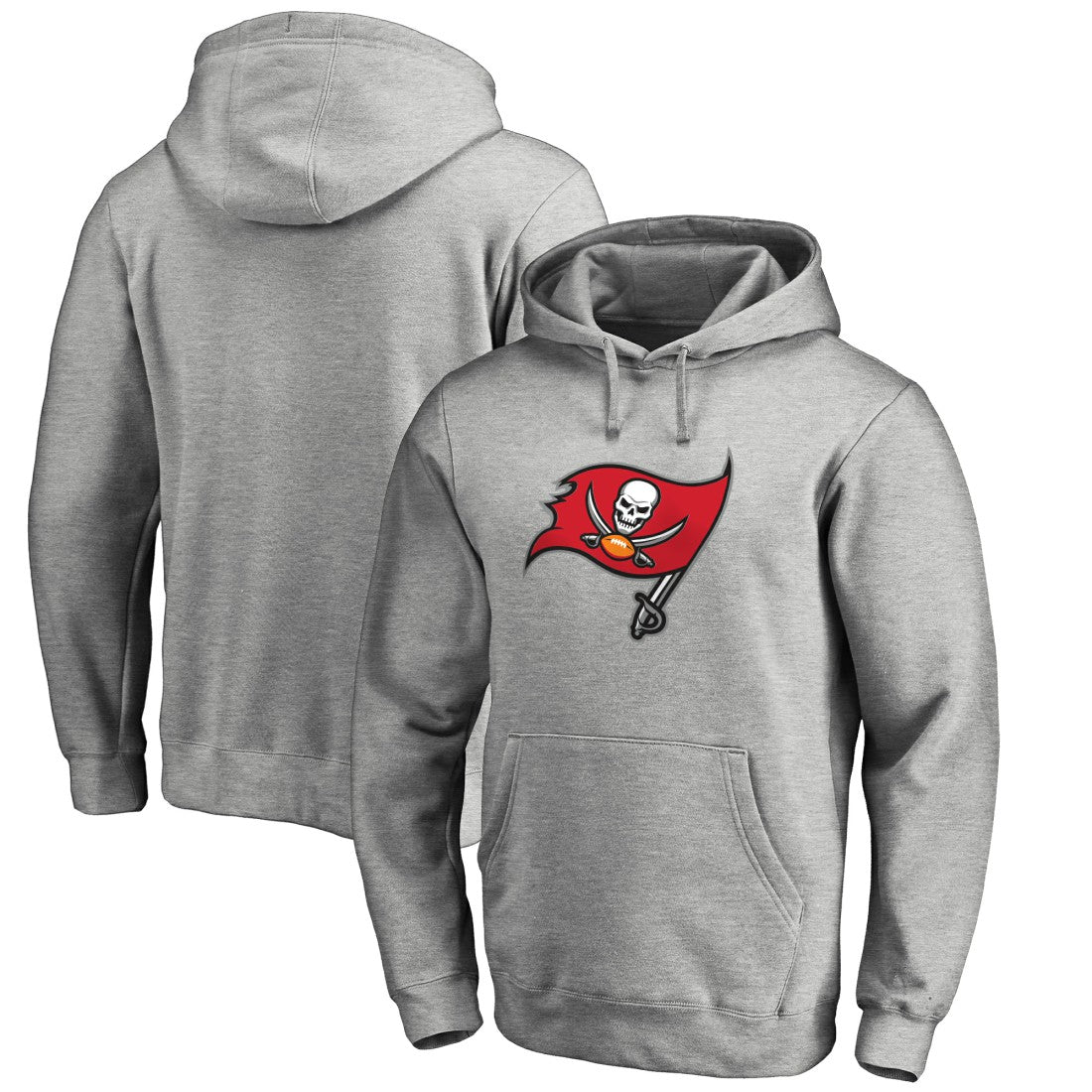 Tampa Bay Buccaneers Primary Logo Pullover Hoodie - Heathered Gray Hoodies
