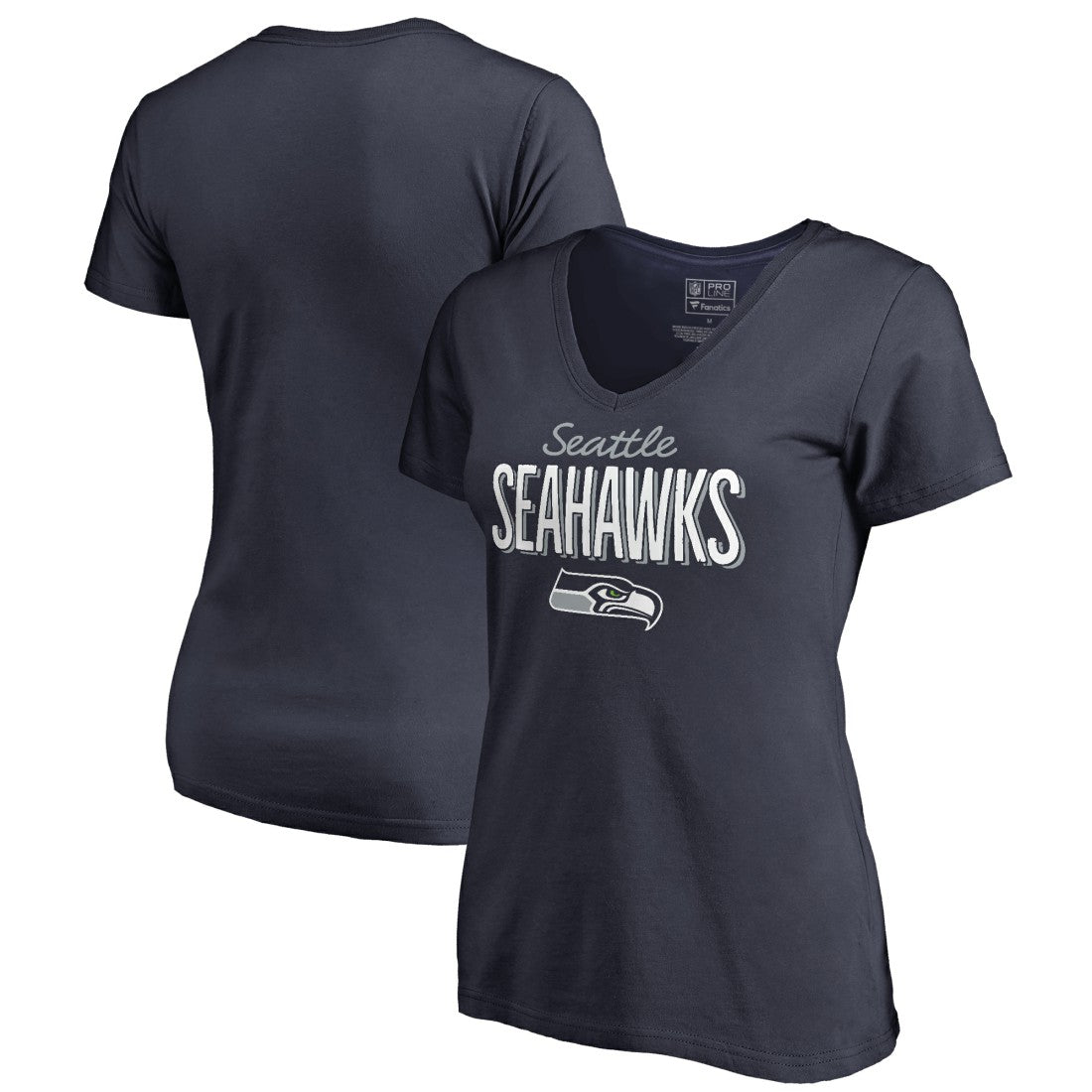 Seattle Seahawks Women's Nostalgia V-Neck T-Shirt - Navy T-shirts