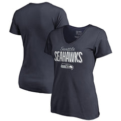 Seattle Seahawks Women's Nostalgia V-Neck T-Shirt - Navy T-shirts