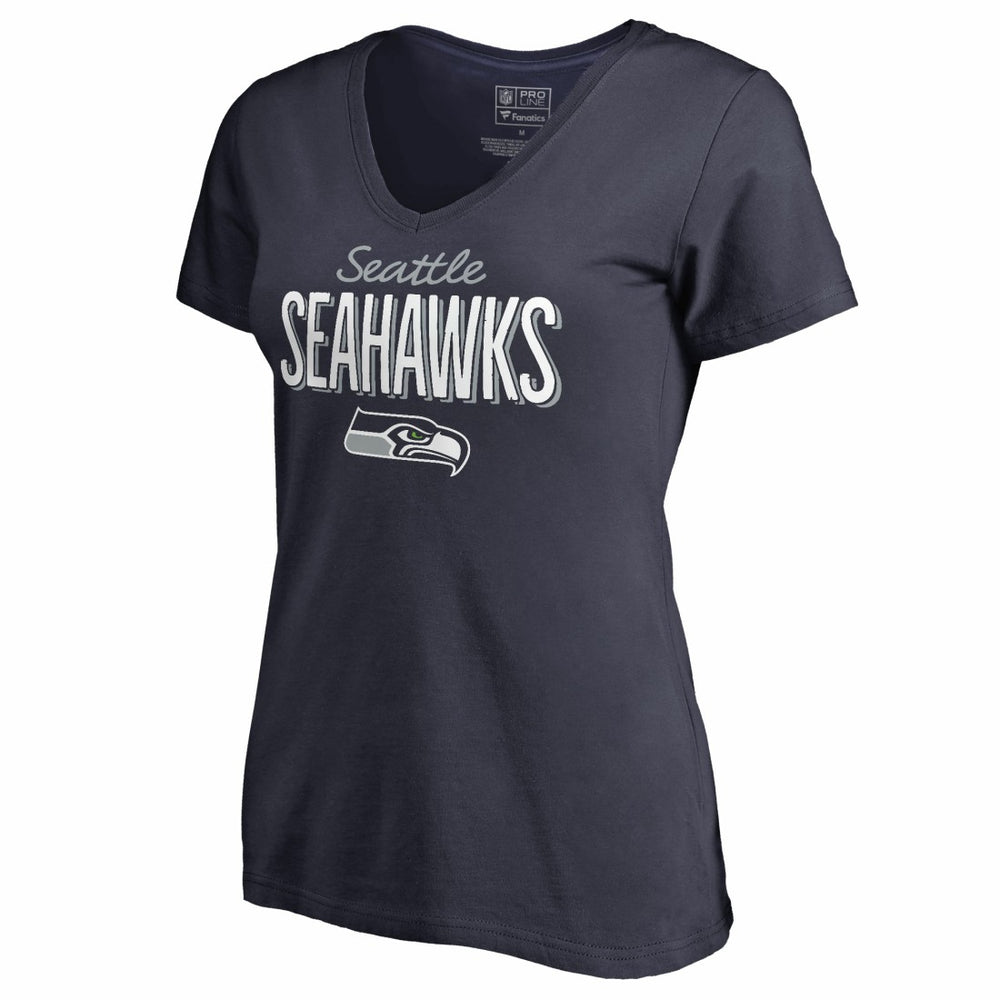 Seattle Seahawks Women's Nostalgia V-Neck T-Shirt - Navy T-shirts