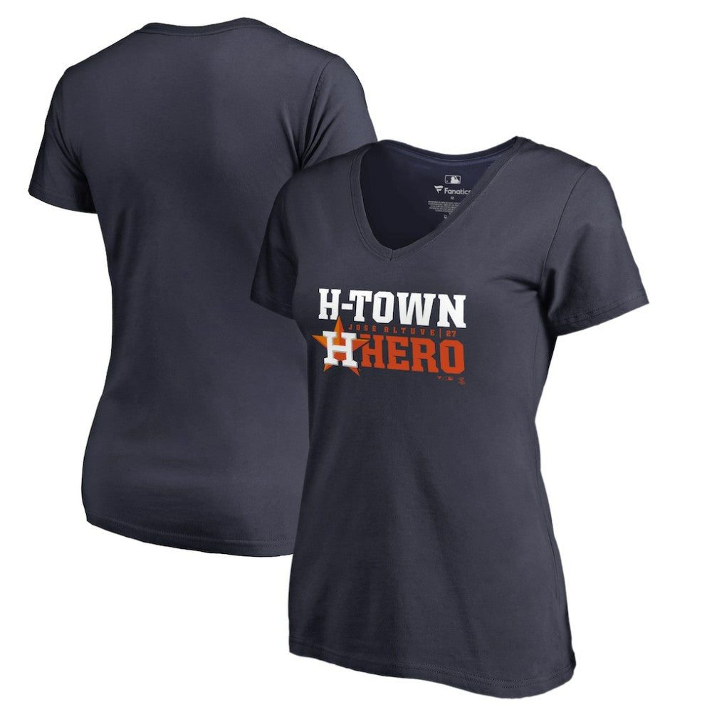 Jose Altuve Houston Astros Women's Player Hometown Collection V-Neck T-Shirt - Navy T-shirts