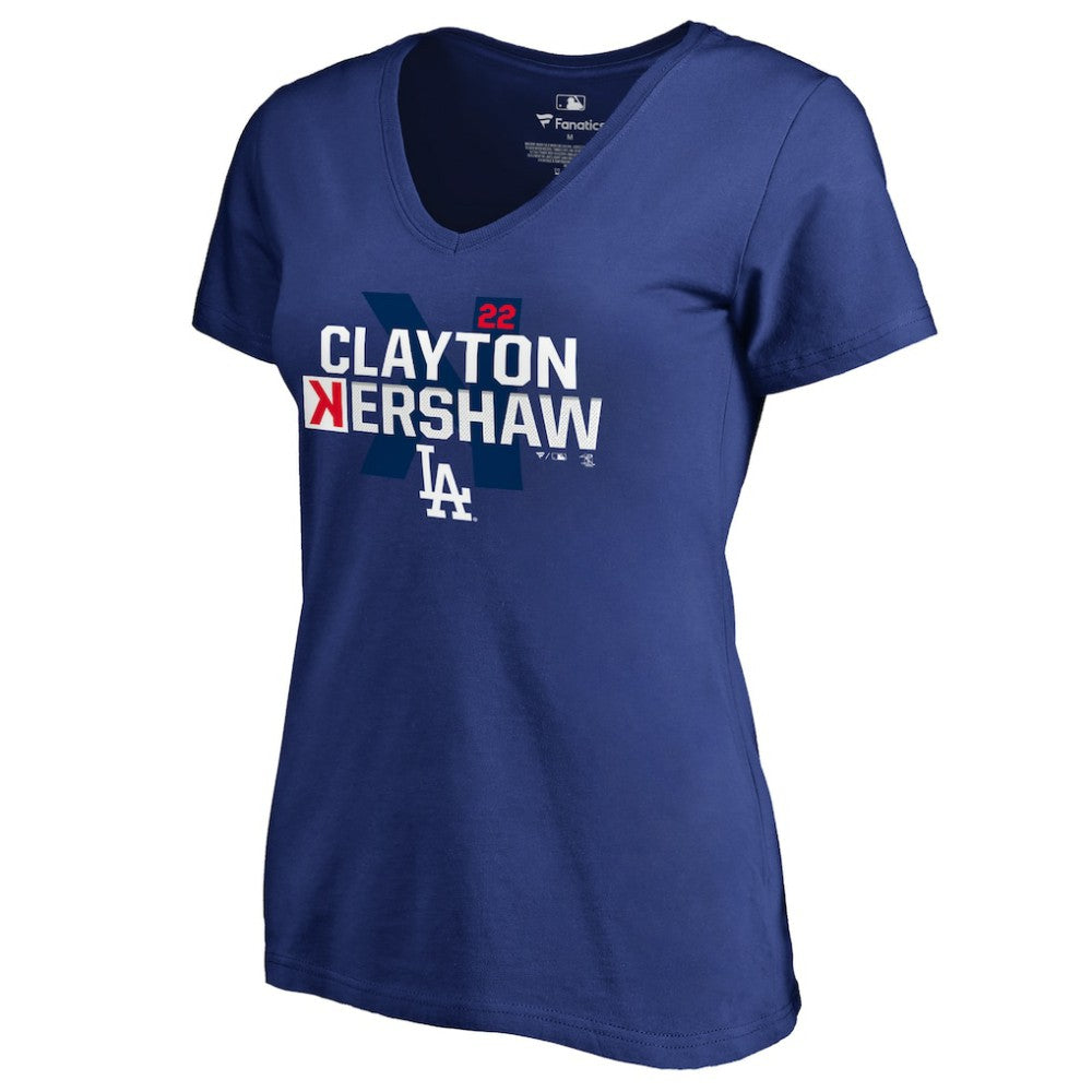 Clayton Kershaw Los Angeles Dodgers Women's Player Hometown Collection V-Neck T-Shirt - Royal T-shirts