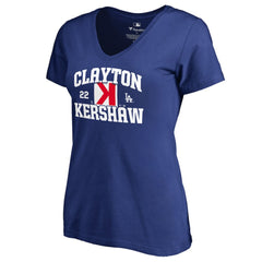 Clayton Kershaw Los Angeles Dodgers Women's Player Hometown Collection V-Neck T-Shirt - Royal T-shirts