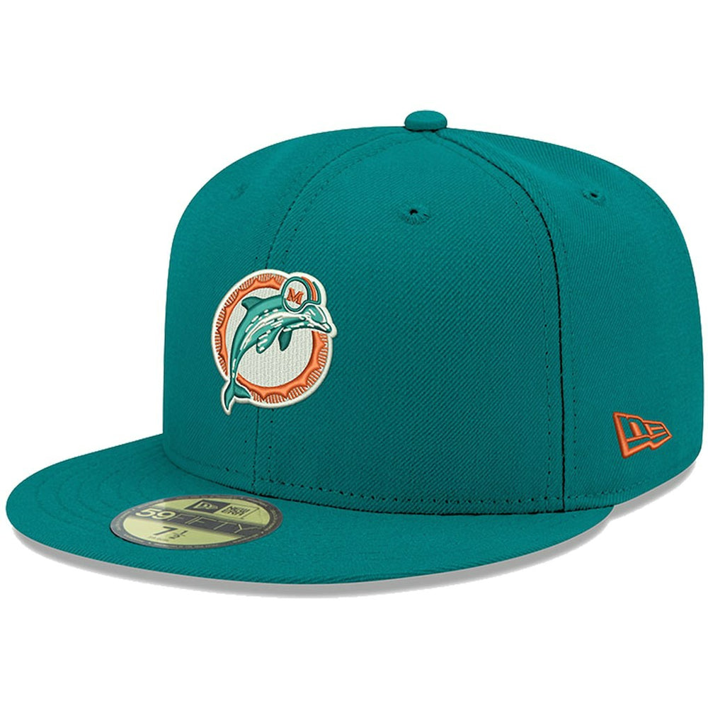 Miami Dolphins New Era Omaha Throwback 59FIFTY Fitted Hat - Aqua Hats