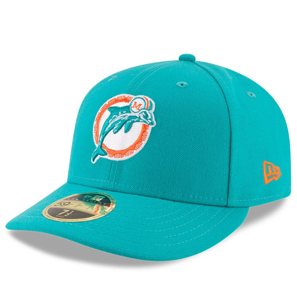 Miami Dolphins New Era Omaha Throwback Low Profile 59FIFTY Fitted Hat - Aqua Hats