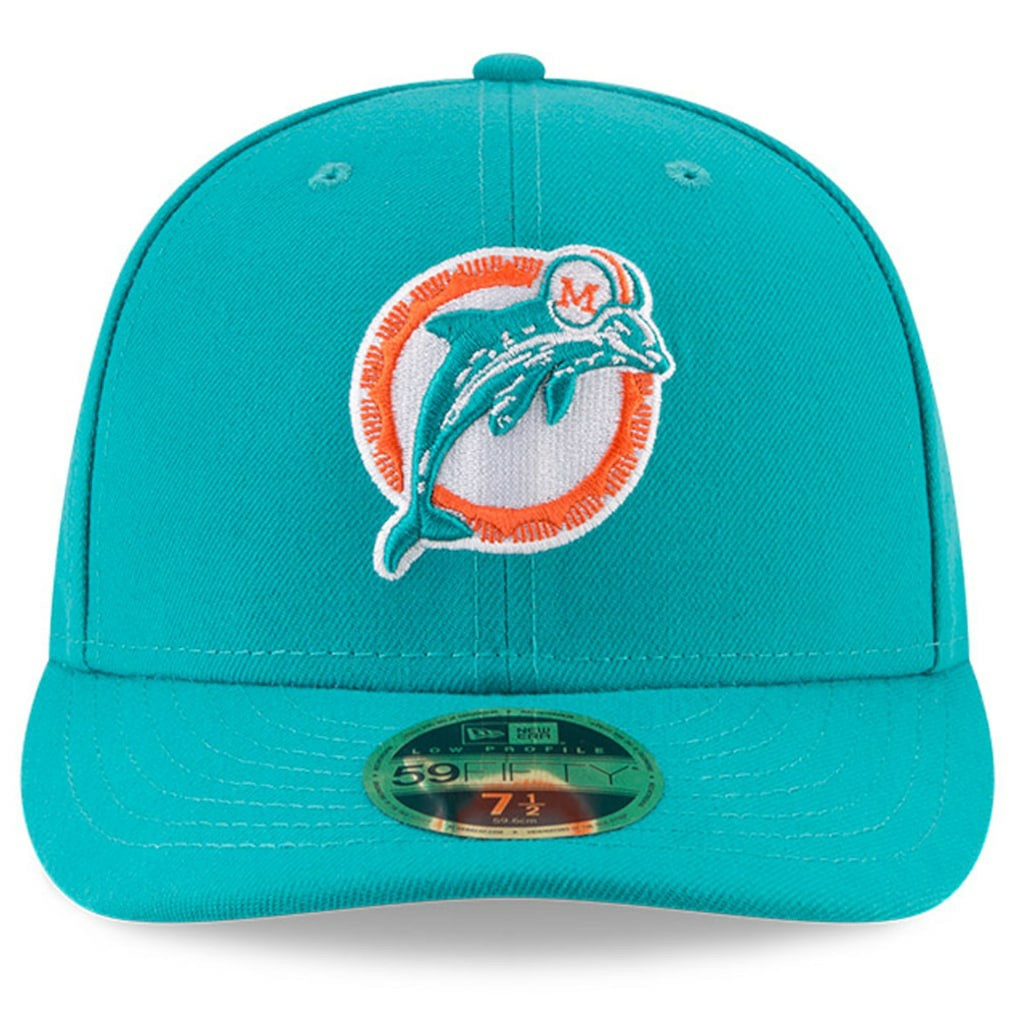 Miami Dolphins New Era Omaha Throwback Low Profile 59FIFTY Fitted Hat - Aqua Hats